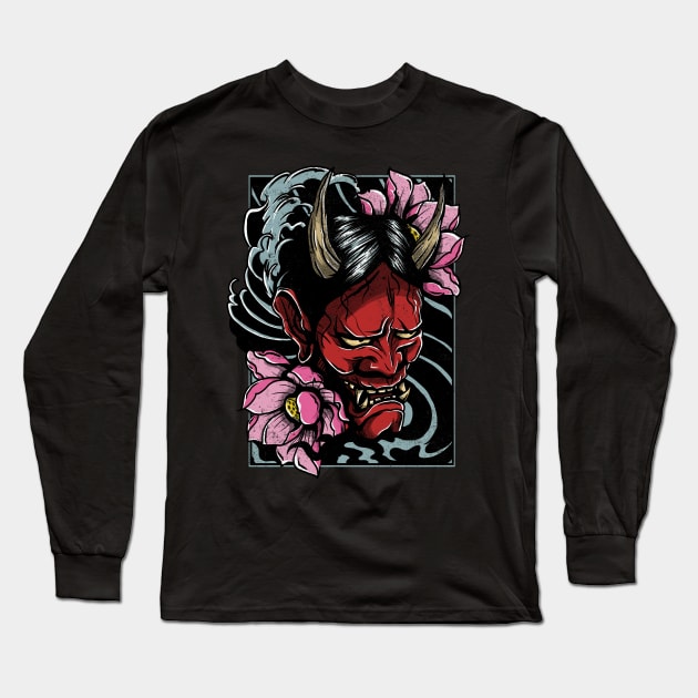 Hannya Mask Long Sleeve T-Shirt by alxmd